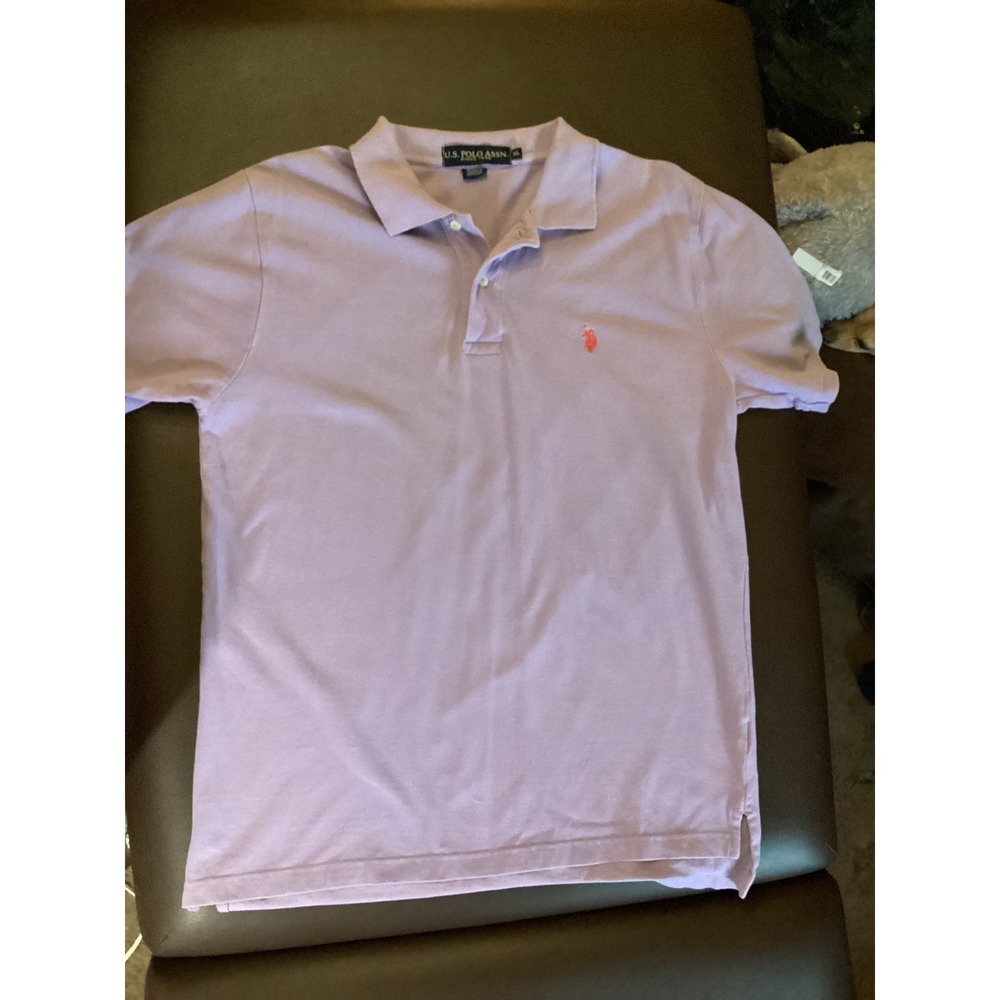 US Polo Assn Mens XL Lavender Purple Short Sleeve Cotton Pique Polo Shirt Orange